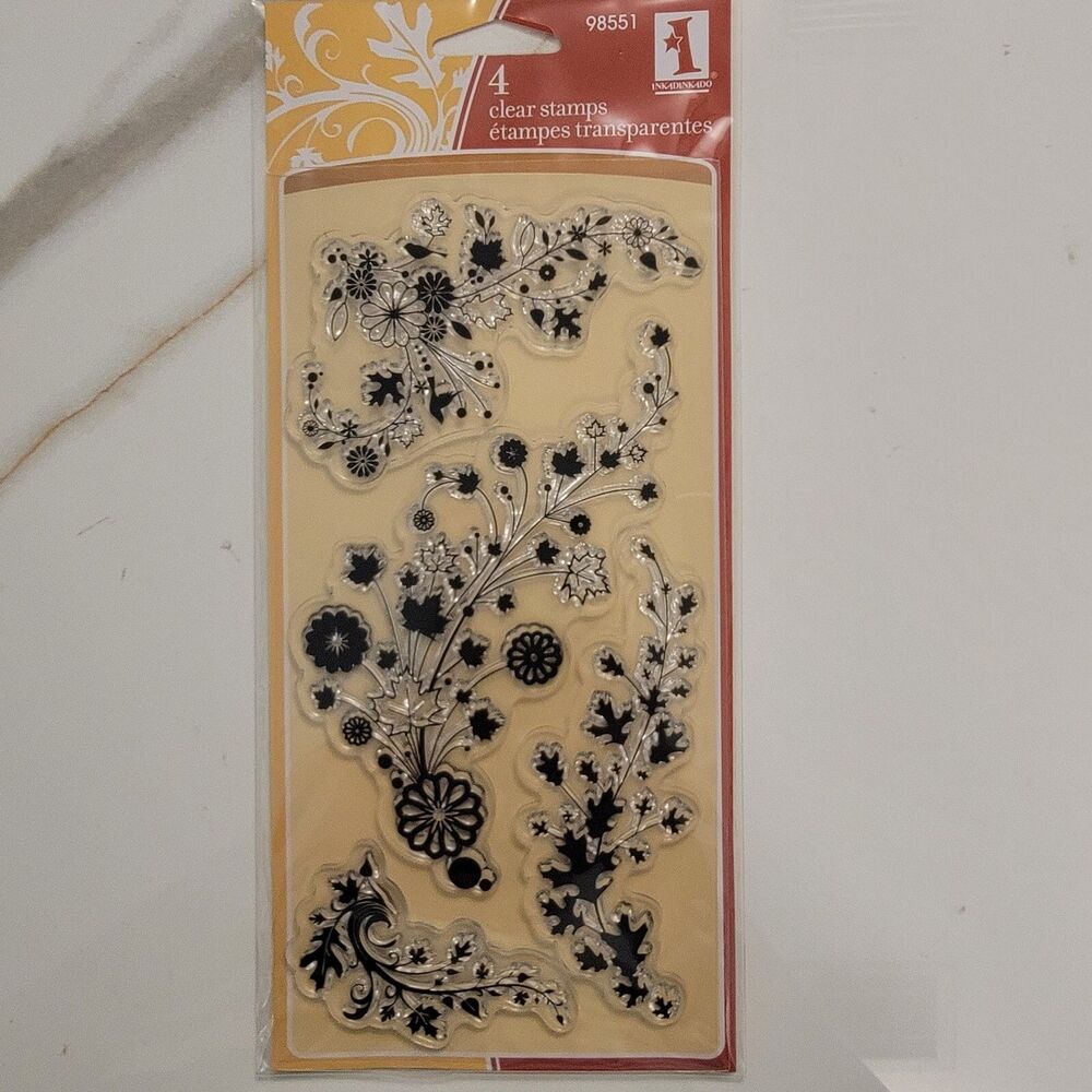Inkadinkado Clear Craft Stamps Set of 4 AUTUMN 98551 FOILAGE TRAILS New